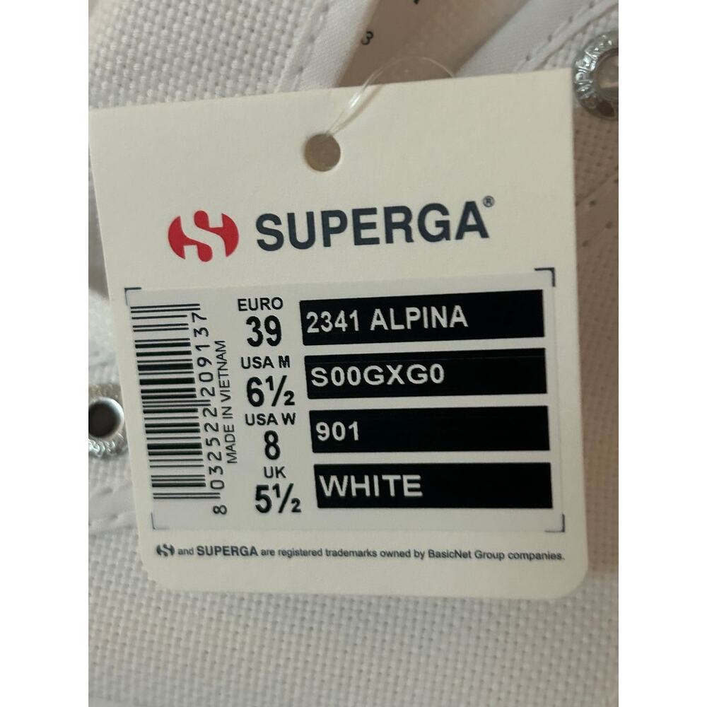 Superga Unisex White Canvas Lace Up High-Top Athletic Sneaker Men 6.5-Women 8 - Picture 9 of 11